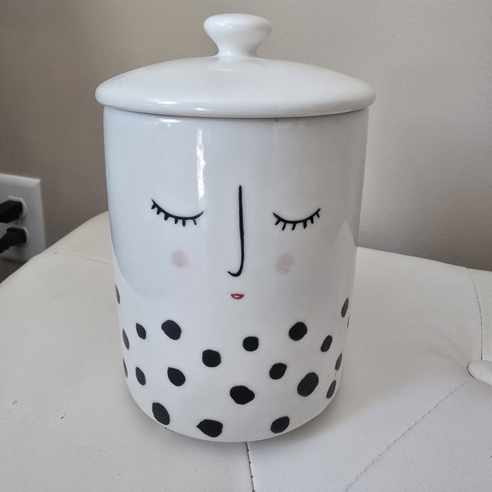 Gallery Ceramic Jar with Face Design - White and Black